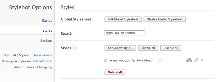 Stylebot settings